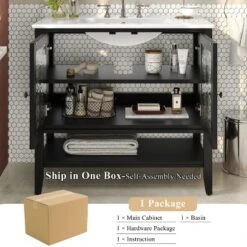 Christopher Knight Home Birgit 36" Modern Bathroom Vanity With Ceramic Sink And Adjustable Shelf 14 Christopher Knight Home Birgit 36" Modern Bathroom Vanity With Ceramic Sink And Adjustable Shelf -Living Furniture GUEST 41483f18 dca6 46cd b41b 1ef65428fb88