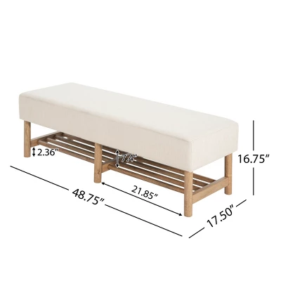 Christopher Knight Home Zarik Modern Rubberwood Linen Upholstered Bench 2 Christopher Knight Home Zarik Modern Rubberwood Linen Upholstered Bench - Image 2