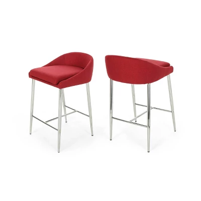 Set Of 2 Bandini Modern Upholstered Counter Height Barstools - Christopher Knight Home 6 Set Of 2 Bandini Modern Upholstered Counter Height Barstools - Christopher Knight Home - Image 6
