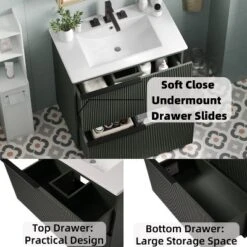 Christopher Knight Home Quillen Modern 30" Bathroom Vanity With Ceramic Sink And Drawers -Living Furniture GUEST 46038506 28d3 4004 a6e6 4fa9368596f7