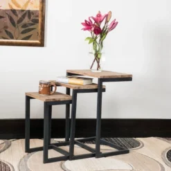 Tohono Nesting Tables Antique Firwood (Set Of 3) - Christopher Knight Home -Living Furniture GUEST 478bf65a 4e40 426f b727 9e2bae608b60