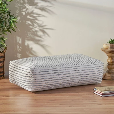 Gaddie Boho Rectangular Bean Bag Ottoman White/Gray/Black - Christopher Knight Home 1 Gaddie Boho Rectangular Bean Bag Ottoman White/Gray/Black - Christopher Knight Home