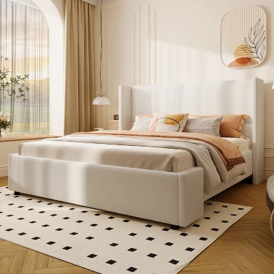 Christopher Knight Home Octavia Modern Upholstered Bed With Tall Headboard, White 1 Christopher Knight Home Octavia Modern Upholstered Bed With Tall Headboard, White