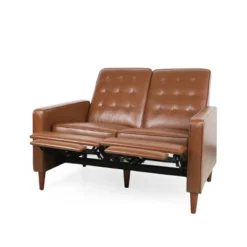 Christopher Knight Home Denison Faux Leather Tufted Loveseat Pushback Recliner Cognac Brown/Dark Espresso -Living Furniture GUEST 4ab18f91 683f 46bb 9b24 02e1b00f4109