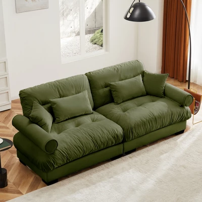 Christopher Knight Home Bernal 93.7" Modern 2 Seat Velvet Round Arm Sofa With Pillows 14 Christopher Knight Home Bernal 93.7" Modern 2 Seat Velvet Round Arm Sofa With Pillows - Image 14