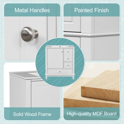 Christopher Knight Home Thomas 30" Bathroom Vanity With Sink, One Door With Shelf And Three Drawers 8 Christopher Knight Home Thomas 30" Bathroom Vanity With Sink, One Door With Shelf And Three Drawers - Image 8