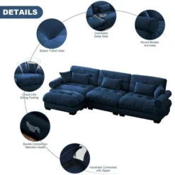 Christopher Knight Home Clare Modular Oversized Button Tufted Velvet Sectional Sofa With Movable Ottomans -Living Furniture GUEST 4cac6341 f118 4580 a352 2fd3aadccc30