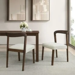 Christopher Knight Home Sonore Contemporary Rubberwood Upholstered Dining Chairs With Curved Open Back (Set Of 2) -Living Furniture GUEST 4cac93b2 85ab 4a1a be0d 3fe0470ae9c0