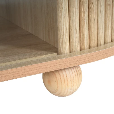 Christopher Knight Home Arizona Oval Wood Coffee Table With Half-Cover Accordion Door And Storage 9 Christopher Knight Home Arizona Oval Wood Coffee Table With Half-Cover Accordion Door And Storage - Image 9