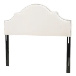 Arched Camel-Back Upholstered Headboard Queen Size With Nailhead Stud Trim, Adjustable Height Full/Queen Beds Headboard -Christopher Knight Home