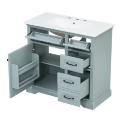 Christopher Knight Home Timeus 36" Modern Bathroom Vanity With Ceramic Sink, Drawers -Living Furniture GUEST 4dd854d6 648e 4708 a489 0897a82b355d