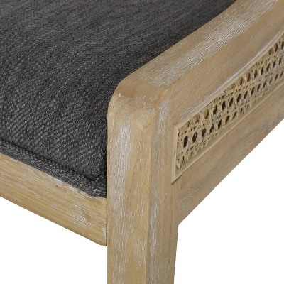 Christopher Knight Home Set Of 2 Maurers Cane And Wood Upholstered Dining Chairs Charcoal/Natural 6 Christopher Knight Home Set Of 2 Maurers Cane And Wood Upholstered Dining Chairs Charcoal/Natural - Image 6