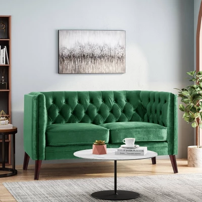 Holasek Contemporary Velvet Upholstered Tufted Loveseat - Christopher Knight Home 1 Holasek Contemporary Velvet Upholstered Tufted Loveseat - Christopher Knight Home
