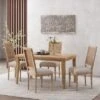 Christopher Knight Home Brownell French Country Wood And Cane Upholstered Dining Chairs (Set Of 4)