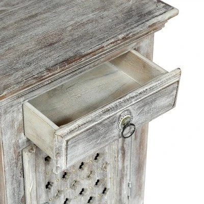 Tijeras Handcrafted Boho Mango Wood Nightstand Distressed White - Christopher Knight Home 7 Tijeras Handcrafted Boho Mango Wood Nightstand Distressed White - Christopher Knight Home - Image 7