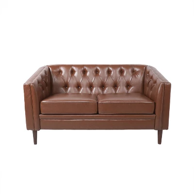 Christopher Knight Home Cantrell Faux Leather Tufted Loveseat 9 Christopher Knight Home Cantrell Faux Leather Tufted Loveseat - Image 9