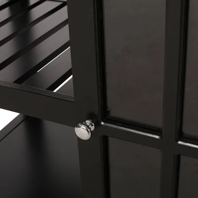 Byway Contemporary Kitchen Cart With Wheels Black/Natural - Christopher Knight Home 7 Byway Contemporary Kitchen Cart With Wheels Black/Natural - Christopher Knight Home - Image 7