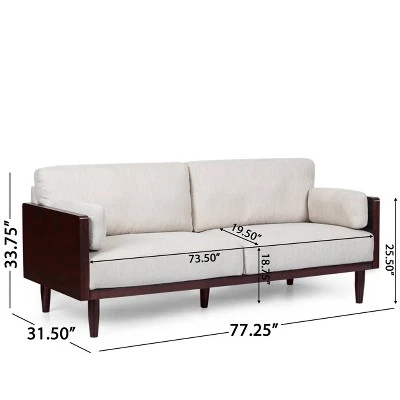 Sofia Mid-Century Modern Upholstered 3 Seater Sofa - Christopher Knight Home 9 Sofia Mid-Century Modern Upholstered 3 Seater Sofa - Christopher Knight Home - Image 9