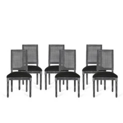 Set Of 6 Regina French Country Wood And Cane Upholstered Dining Chairs - Christopher Knight Home -Living Furniture GUEST 5447129e 49cd 429c 98f0 b2448f9da6d8