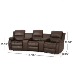 Meridan Contemporary Upholstered Theater Seating Reclining Sofa - Christopher Knight Home -Living Furniture GUEST 54795240 fe61 416a ab40 35510ffc0efb