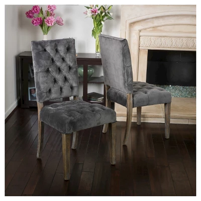 Set Of 2 Saltillo New Velvet Dining Chair Charcoal - Christopher Knight Home 1 Set Of 2 Saltillo New Velvet Dining Chair Charcoal - Christopher Knight Home