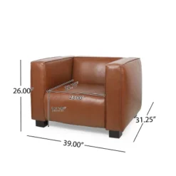 Goyette Contemporary Faux Leather Club Chair Cognac Brown/Dark Walnut - Christopher Knight Home -Living Furniture GUEST 55d77b12 2971 4f95 84c2 f8d1e9955926
