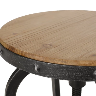 2pc Farmdale Industrial Firwood Adjustable Height Swivel Counter Height Barstools Antique Natural/Pewter - Christopher Knight Home 7 2pc Farmdale Industrial Firwood Adjustable Height Swivel Counter Height Barstools Antique Natural/Pewter - Christopher Knight Home - Image 7