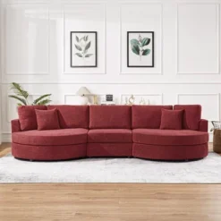 Christopher Knight Home Baldum Modern 3-Seater 129" Chenille Upholstered Sofa With Curved Design And Thick Cushions -Living Furniture GUEST 5631a209 d763 48c6 a92a 962f1b1073a8