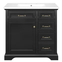 Christopher Knight Home Timeus 36" Modern Bathroom Vanity With Ceramic Sink, Drawers -Living Furniture GUEST 565fdfdb 3a3a 4f0a a366 fcd083612dda
