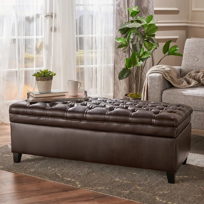 Juliana Tufted Faux Leather Storage Ottoman - Christopher Knight Home 4 Juliana Tufted Faux Leather Storage Ottoman - Christopher Knight Home - Image 4