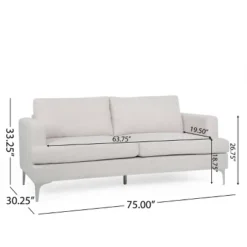 Dallin Contemporary Fabric 3 Seater Sofa Beige/Silver - Christopher Knight Home -Living Furniture GUEST 57765edc f9ee 43ca b6b7 76b235dbe9e7