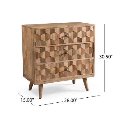 Latona MidCentury Modern 3 Drawer Chest Natural - Christopher Knight Home 8 Latona MidCentury Modern 3 Drawer Chest Natural - Christopher Knight Home - Image 8
