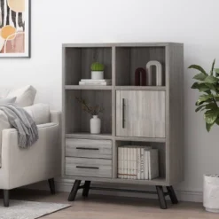 Hulbert Modern Industrial 6 Shelf Multi Functional Cabinet - Christopher Knight Home