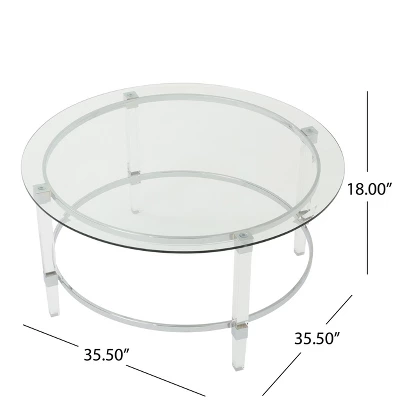 Glass Coffee Table Cocktail Table Center Table Side Table Small Table, Round/Rectangular-Christopher Knight Home 2 Glass Coffee Table Cocktail Table Center Table Side Table Small Table, Round/Rectangular-Christopher Knight Home - Image 2