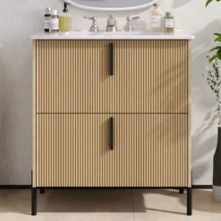Christopher Knight Home Sephera Modern 30" Bathroom Vanity With Ceramic Sink And Drawers -Living Furniture GUEST 59dd5a3a 20c3 4195 8da3 559d250575c7