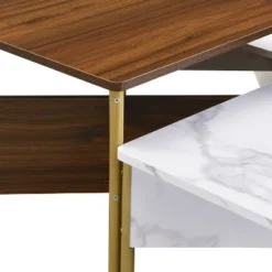 Christopher Knight Home Anira Mid-Century Modern 4 Piece Nesting Coffee Table Set, White/Walnut -Living Furniture GUEST 5aaeeaf1 3bae 4b66 8e08 8afe945fb722