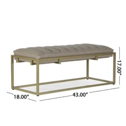 Riebe Contemporary Handmade Channel Stitch Ottoman Bench Dark Cream/Matte Gold - Christopher Knight Home -Living Furniture GUEST 5b35c381 0e2e 414b 9356 4986765571ca