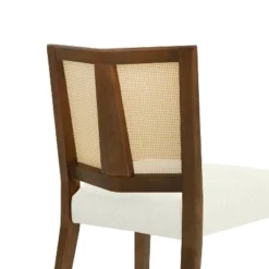 Christopher Knight Home Hassan Rubberwood Upholstered Dining Chairs With Cane Webbing(Set Of 2) -Living Furniture GUEST 5b7842b7 a462 49fc ad2e b47574ff3739