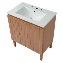 Christopher Knight Home Randi Vintage Minimalist 30" Modern Bathroom Vanity With Ceramic Sink, Antique Natural 12 Christopher Knight Home Randi Vintage Minimalist 30" Modern Bathroom Vanity With Ceramic Sink, Antique Natural -Living Furniture GUEST 5e8ce99e fa51 482e 8b42 10f5b0309a55