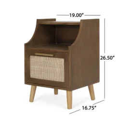Boyes Contemporary End Table With Hutch Walnut/Natural/Antique Gold - Christopher Knight Home -Living Furniture GUEST 5eb048bf 25bf 4114 883e db96ef9506e7