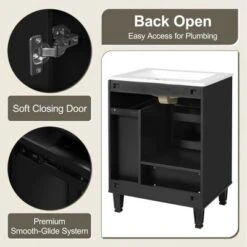 Christopher Knight Home Able 24" Bathroom Vanity With Ceramic Sink, 2-Tier Pull-Out Basket And Deep Drawer -Living Furniture GUEST 5f0de670 89be 4643 98a2 6fe0a13a6beb