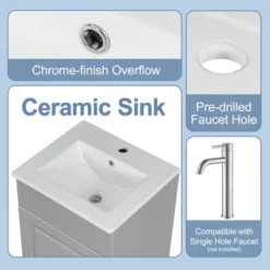 Christopher Knight Home Katniss Modern 18" Bathroom Vanity With Ceramic Sink And Adjustable Shelf -Living Furniture GUEST 5f362bd4 40e3 4ab8 94c1 37566d015054