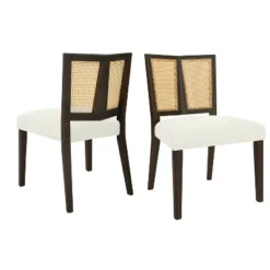 Christopher Knight Home Hassan Rubberwood Upholstered Dining Chairs With Cane Webbing(Set Of 2) -Living Furniture GUEST 5f4ae0b3 5e9f 4c32 a119 db5037cf94dc