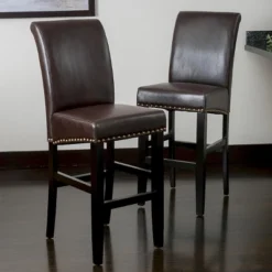 Set Of 2 Christopher Knight Home Lissette Leather Barstool - Brown 5 Set Of 2 Christopher Knight Home Lissette Leather Barstool - Brown -Living Furniture GUEST 60a72d80 00d6 47d0 af64 5dc1663fd996