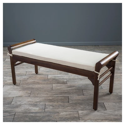 Nelson Wood Bench With Cushion Mahogany - Christopher Knight Home 2 Nelson Wood Bench With Cushion Mahogany - Christopher Knight Home - Image 2