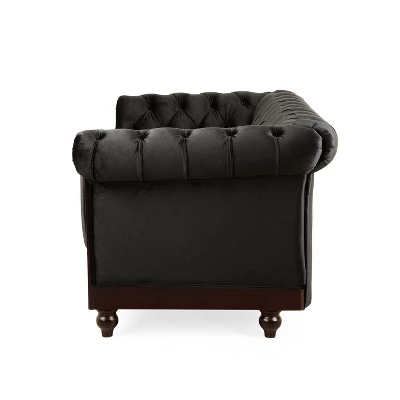 59"W Chesterfield Velvet Loveseat Sofa, Upholstered Sofa Couch With Rolled Arm Dutch And Tufted Button - Christopher Knight Home 7 59"W Chesterfield Velvet Loveseat Sofa, Upholstered Sofa Couch With Rolled Arm Dutch And Tufted Button - Christopher Knight Home - Image 7