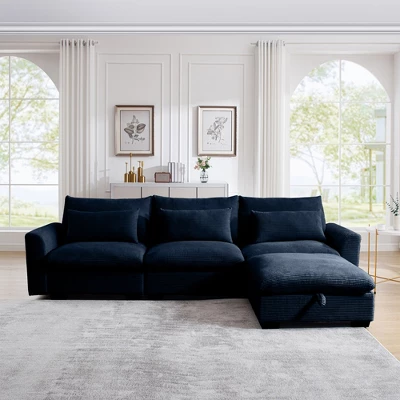 Christopher Knight Home Blair Modern Corduroy L Shaped 122" Sectional Sofa With Storage Ottoman And 3 Pillows 1 Christopher Knight Home Blair Modern Corduroy L Shaped 122" Sectional Sofa With Storage Ottoman And 3 Pillows