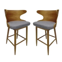 Set Of 2 Kamryn Mid Century Modern Barstool - Christopher Knight Home -Living Furniture GUEST 62e1e0ba 0d1c 4837 9430 a70ce2f958cb