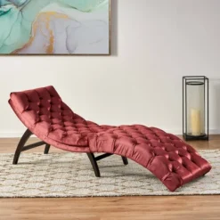 Garret Tufted Velvet Chaise Lounge Garnet - Christopher Knight Home