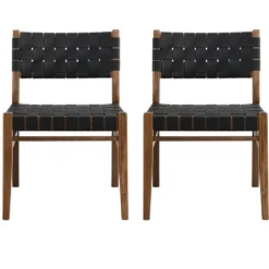 Christopher Knight Home Cassius Woven Faux Leather Rubberwood Dining Chair (Set Of 2) -Living Furniture GUEST 651f585b bd6d 4777 be06 80856346bc43